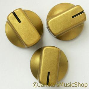 3 GOLD STOVE TYPE POTENTIOMETER OR ROTARY SWITCH KNOBS